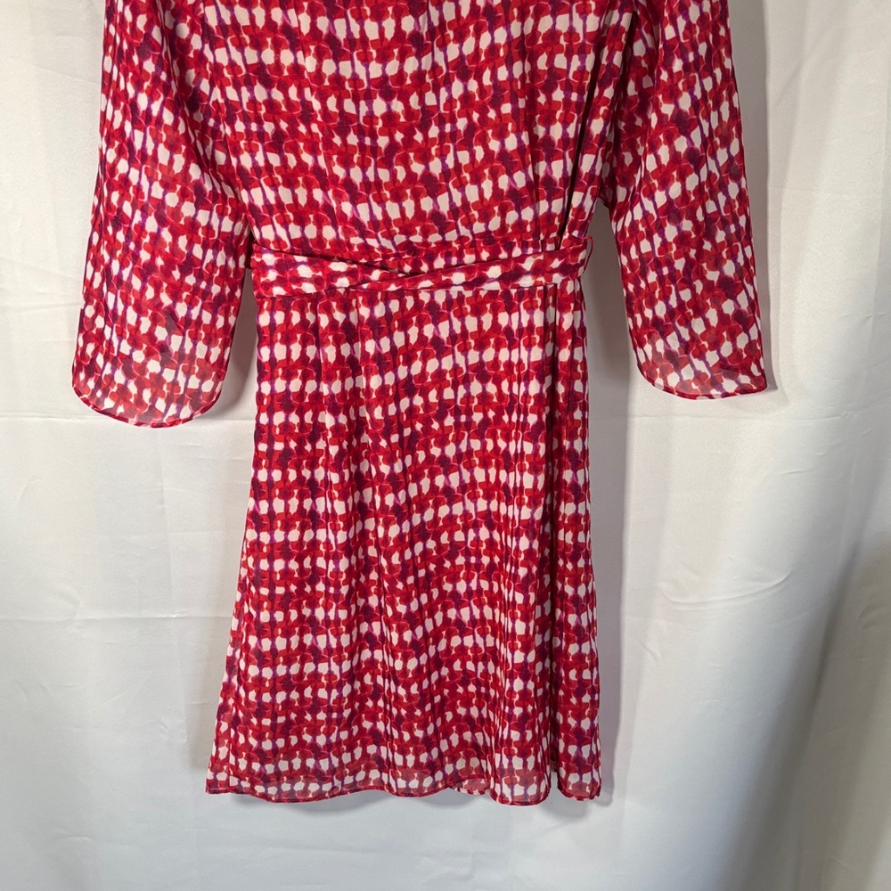 Maggy London Red and White Wrap Dress SZ 8 - Picture 6 of 7